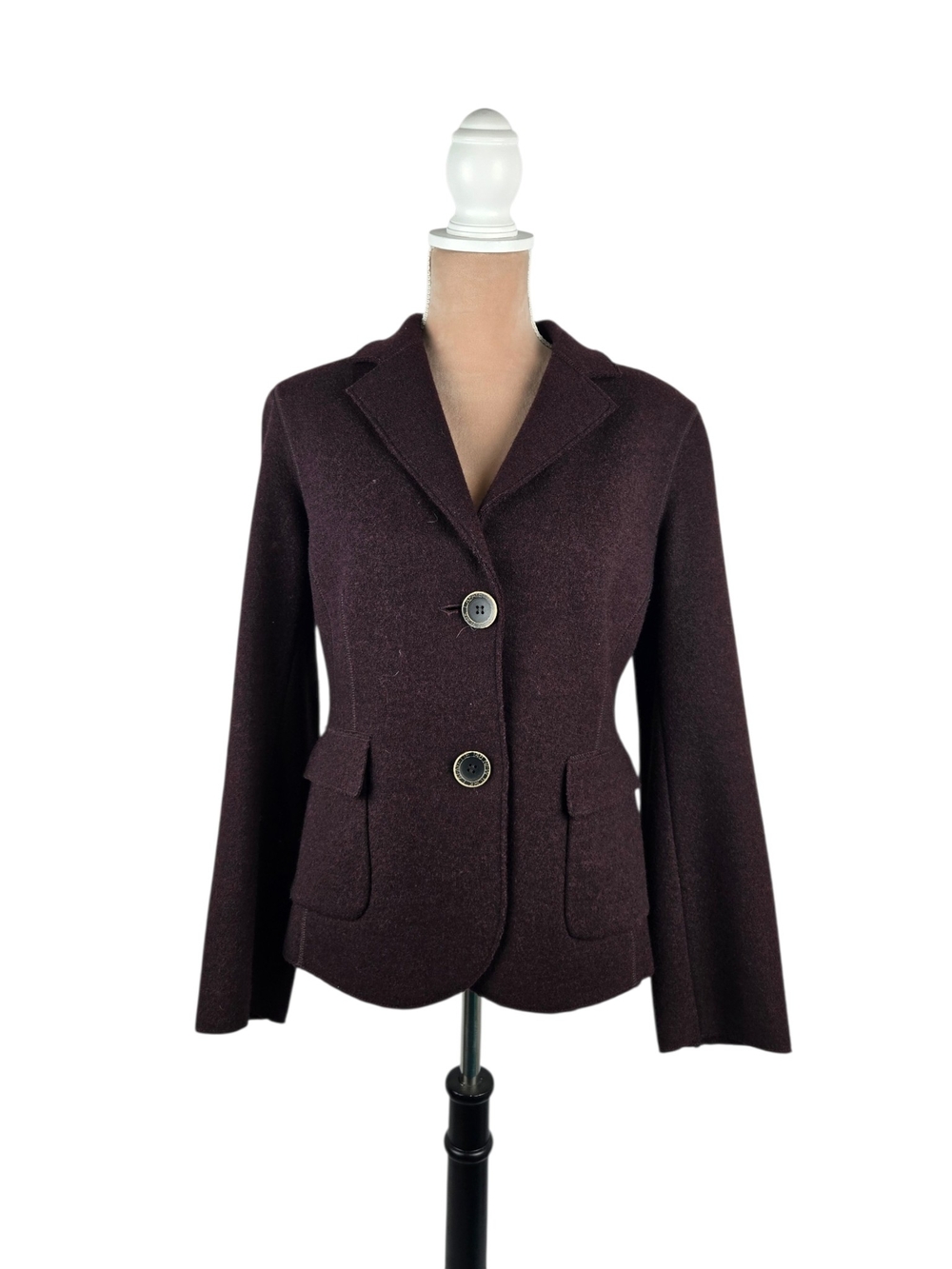 Lafayette 148 Wool Blazer Notch Lapel Tailored Flap Pockets Plum 8